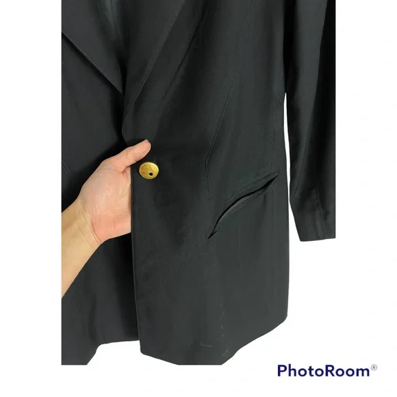 Escada Margaretha Lay Black Vintage 100% Virgin Wool Blazer Jacket EU 40 / US 10 - Picture 4 of 8